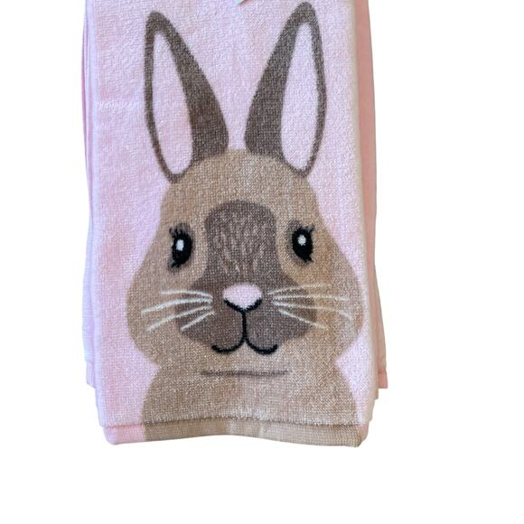 ISAAC MIZRAHI Pink Bunny Rabbit Cotton Kitchen Towels 19x28 Set of 3 Spring New - Picture 11 of 16